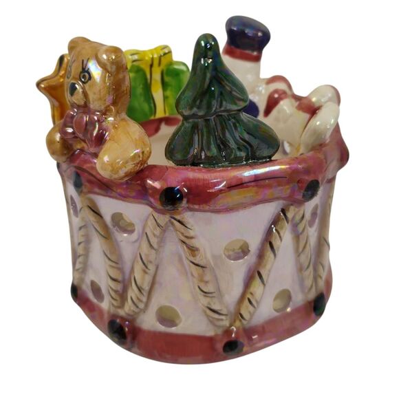 Christmas Votive Lusterware Finish Ceramic Tea Light Holder Candle Holder - Picture 2 of 15